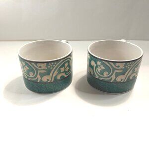 Set of 2 SANGO Pavillion Coffee / Tea Cups - Green, White & Cream Colors #4856